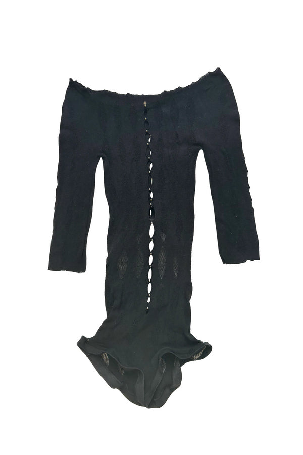 RUIbuilt 25 Spring/Summer Semi-transparent Bodysuit RUI-RSS25JW01-HEI Black
